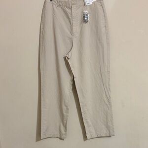 New Uniqlo Women's Beige Wide-Leg Linen Blend Pants size XL Resort Vacation